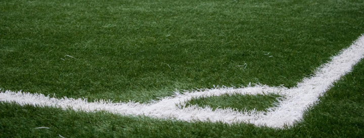 Close up image of a football field