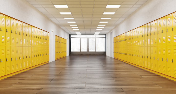 Yellow corridor in an UK school