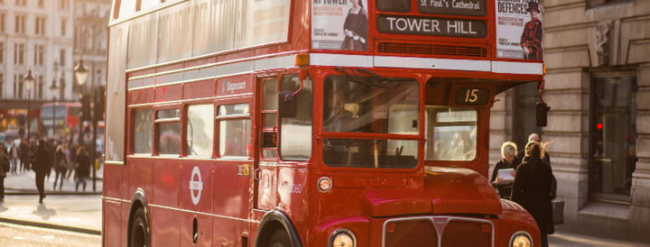 London bus on the road