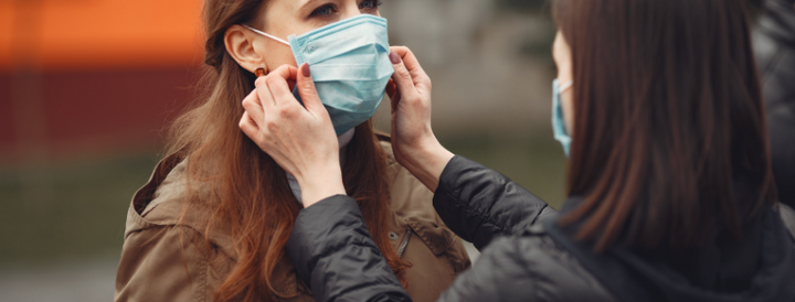 People wearing disposable masks