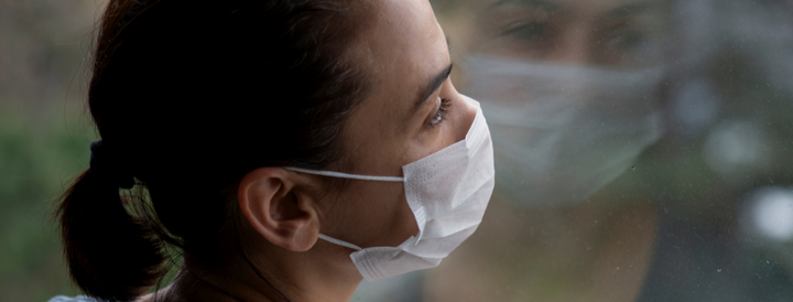 Woman wearing a mask 