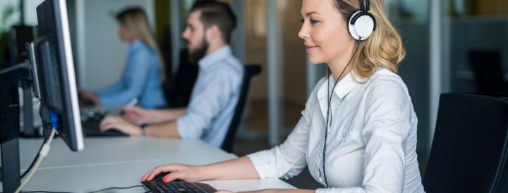 Woman working in a call centre