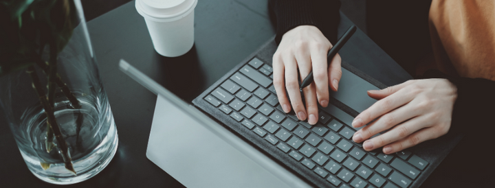 Woman working on a laptop