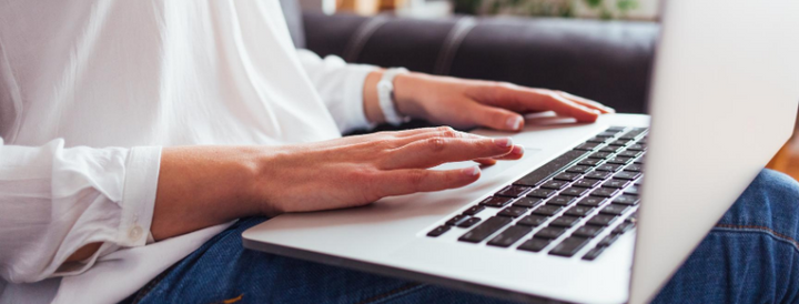 Woman working from home on a laptop