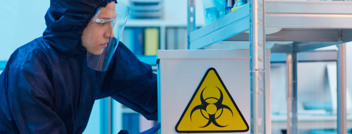 Man working in a biohazard lab 